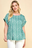 PLUS SIZE SHORT SLEEVE DOLMAN TOP