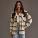 Cream, Black & Gray Plaid Jacket
