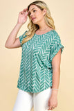 PLUS SIZE SHORT SLEEVE DOLMAN TOP