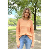 POINTELLE STRIPED SWEATER - Light Orange