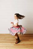 Girls Fall Ava Twirly Petals Floral Tiered Bow Dress