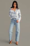 White & Dusty Blue Plaid Button Up