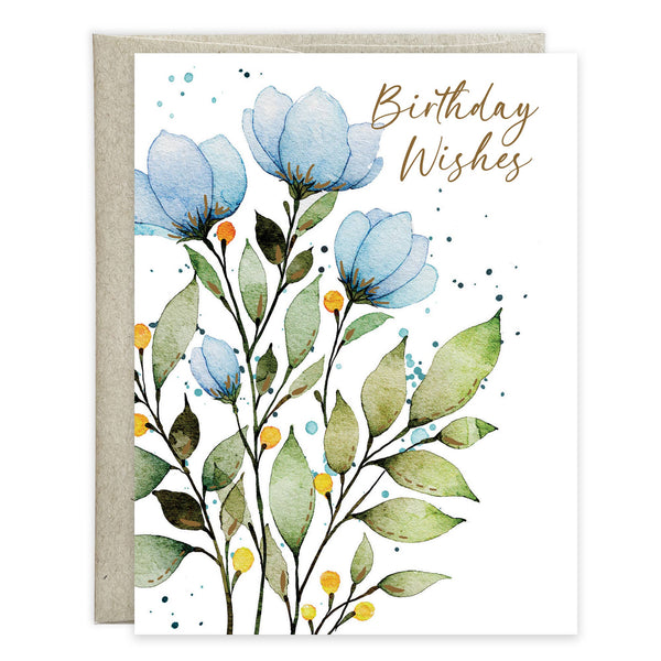 With Scripture Birthday Greeting Card - Blue Blooms