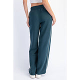 MODAL SCUBA TWO STRIPE PIPING STRAIGHT PANT - Green