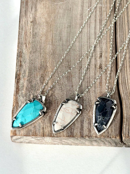 Western Style Arrowhead Turquoise Stone Pendant Necklace