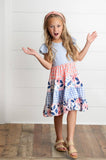 Girls Ava Periwinkle & Blue Ruffle Tiered Easter Dress
