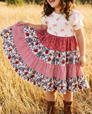 Girls Fall Ava Twirly Petals Floral Tiered Bow Dress
