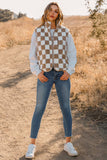 Checkered Sherpa Collared Jacket Vest