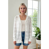 POINTELLE HOODIE CARDIGAN - off white