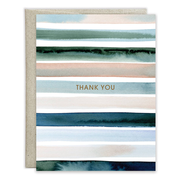 Boxed/Packaged Blank Note - Thank You Soft Blue Stripes