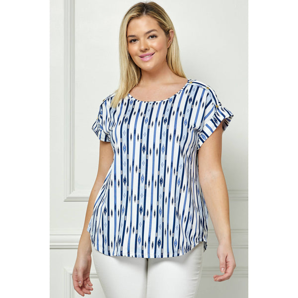PLUS SIZE SHORT SLEEVE DOLMAN TOP
