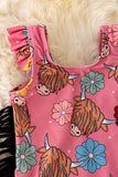 HIGHLAND COW PRINTED SWIMSUIT WITH SIDE FRINGE.