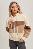 ZIPPER FRONT PATCHWORK LANDSCAPE HOODIE JACKET