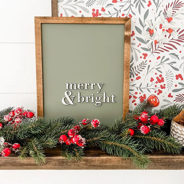 Merry & Bright Laser Cut Sign