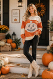 Pumpkin Appliqué Color Block Pullover