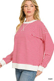 Striped Rib Banded Pullover Zenana