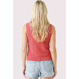SCALLOP HEM FINISH BUTTON DOWN SWEATER