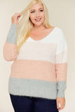 Lovely plus color block top