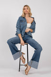 MID RISE COMFORT RELAXED FLARE W/ CUFFED HEM JEANS