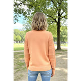 POINTELLE STRIPED SWEATER - Light Orange