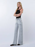 HIGH RISE UTILITY POCKET DRAWSTRING WIDE LEG JEANS