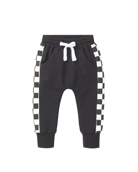 Little Bipsy Side Checkered Jogger - Black
