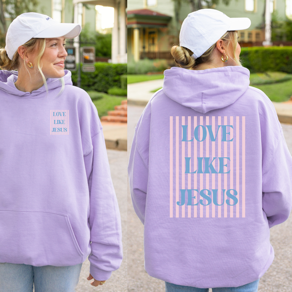 Love Like Jesus Striped Graphic Sweatshirt Hoodie
