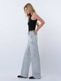HIGH RISE UTILITY POCKET DRAWSTRING WIDE LEG JEANS