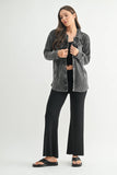 Waffle Knit Mineral-Washed Button Down Jacket