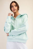 MODAL SCUBA QUARTER ZIP HODDIE JACKET: Soft Mint