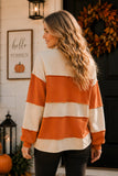 Pumpkin Appliqué Color Block Pullover