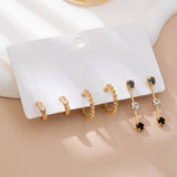 Gold-Tone Mixed Crystals & Black Gems Earring Set