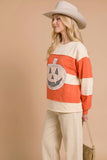 Pumpkin Appliqué Color Block Pullover