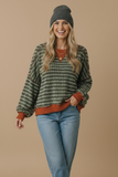 Plus Crew Neck Stripe Pullover Knit Top