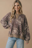 Floral Oversized Fit Color Block Pullover
