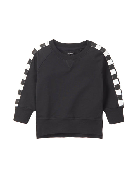 Little Bipsy Side Checkered Pullover - Black