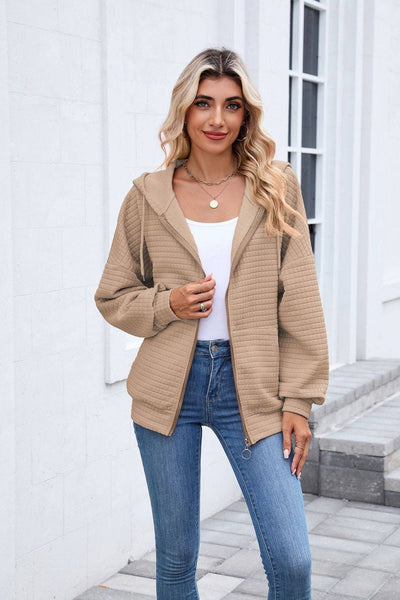 Quilted Zip-Up Hoodie Jacket