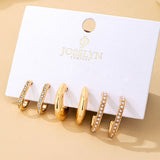 Rhinestone Pearl Huggie Hoop Trio Earrings | 80E62207