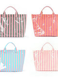 Large Striped Vinyl Tote Bags