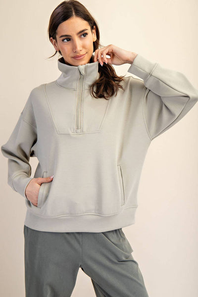 MODAL SCUBA QUARTER ZIP FUNNEL NECK PULLOVER