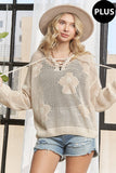 PLUS SIZE HOODIE PRINT SWEATER TOP