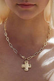 NOTABLE HAMMERED CROSS FRONT TOGGLE NECKLACE | 40NK9666