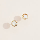 Gold & Mother of Pearl Clover Stud Earrings