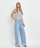 SUPER HIGH RISE CUFFED BAGGY WIDE JEANS F5796