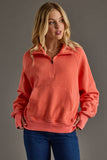 Coral Quarter Zip Sweatshirt