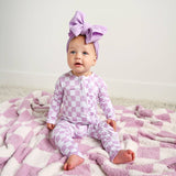 Myla Purple Checks PLUSH BLANKET
