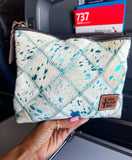 Checkered Western Cowhide Makeup Bag Travel