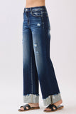 PETRA HIGH RISE STRETCH WIDE LEG W/ CUFFED HEM JEANS