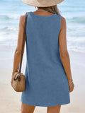 Textured Knit Tank Dress Casual Pocket Mini Dress