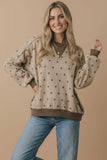 Crew Neck Polka Dot Reverse Stitch Pullover